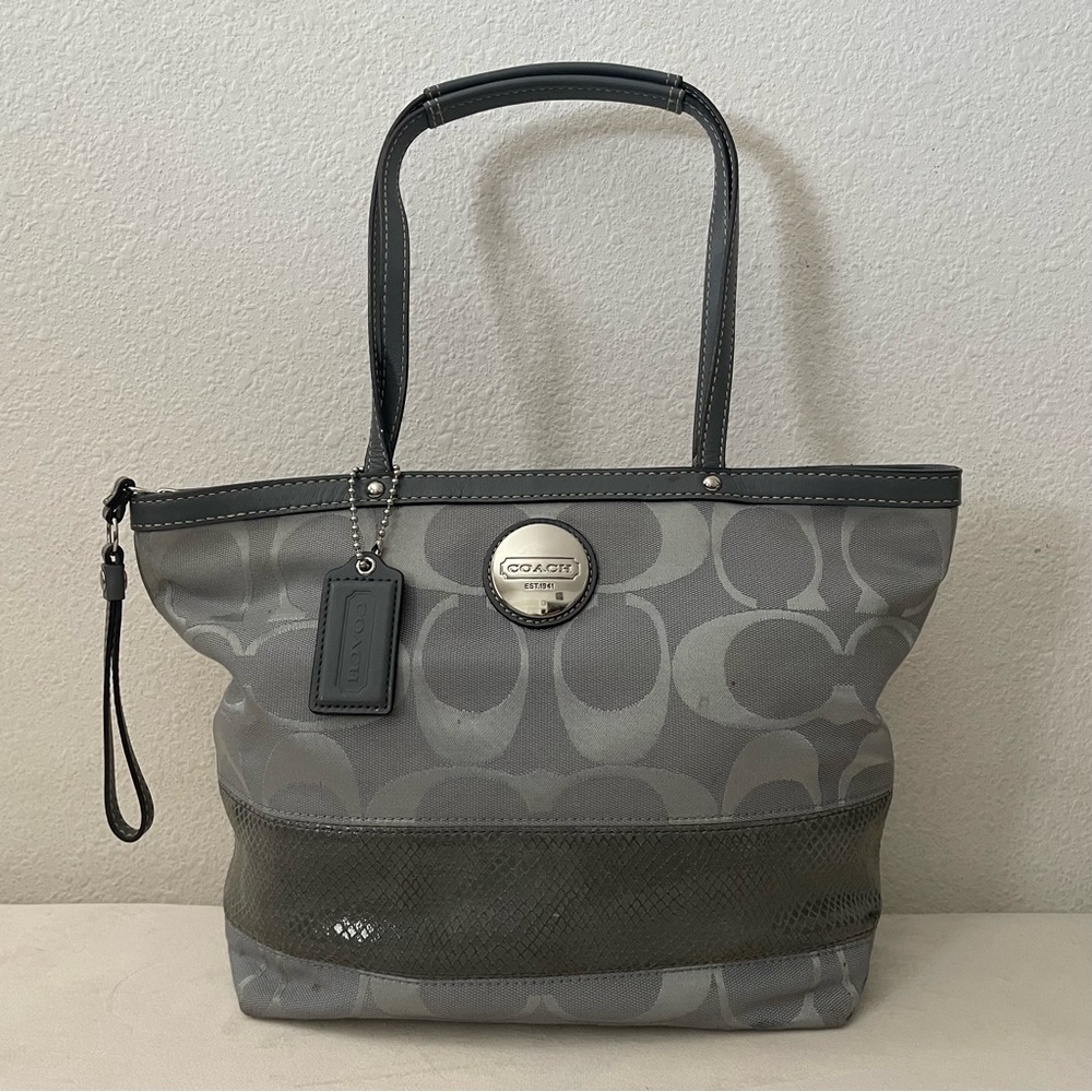 Coach Gray Signature Tote Bag